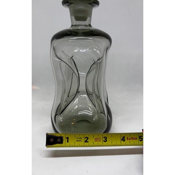 Danish Vintage Holmegaard Smokey Gray Gradient Glass Decanter With Crown Stopper - Picture 6 of 9